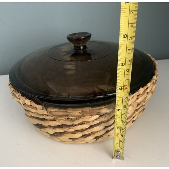 Anchor Hocking 437 Oven Proof 1-1/2 Qt Brown Baking Casserole Dish Lid & Basket - Picture 8 of 13